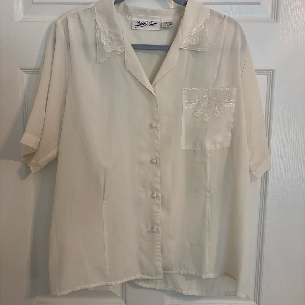 Yves St. Clair Cream Boxy Button Down Blouse